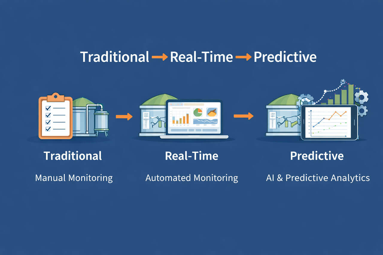 visual showing shift from traditional, real-time, predictive operations