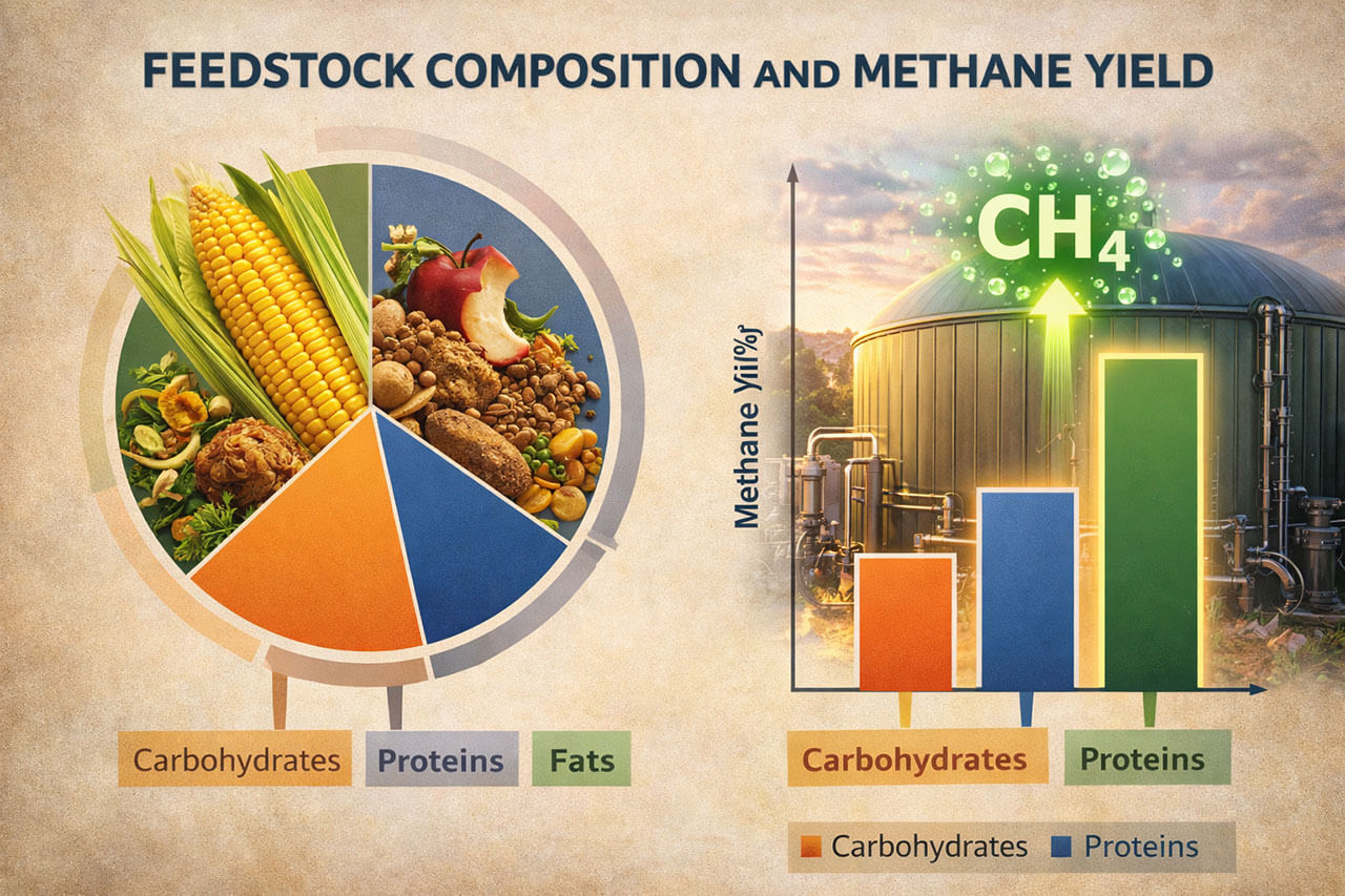 relationship between feedstock composition and methane yield