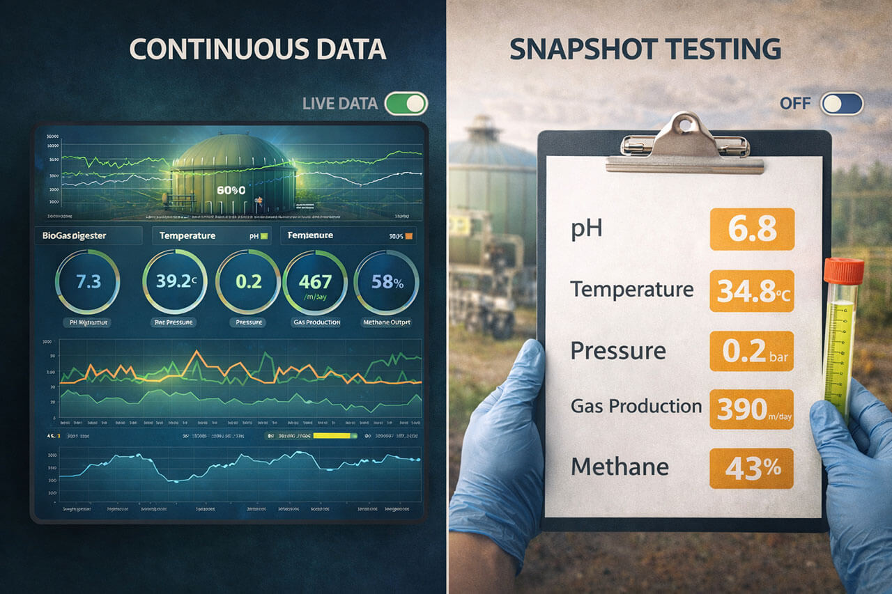 dashboard visualization showing continuous data vs snapshot testing