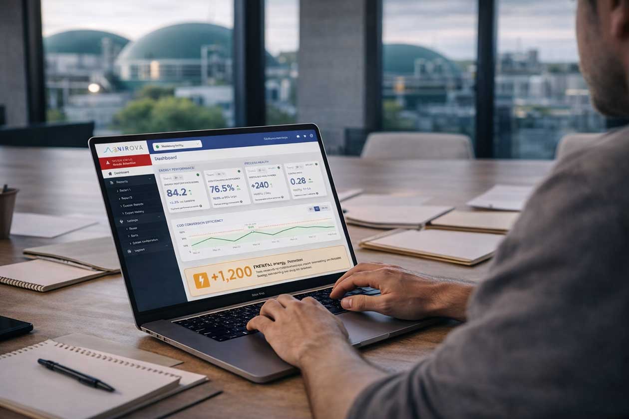 Man using the Nirova dashboard on a laptop